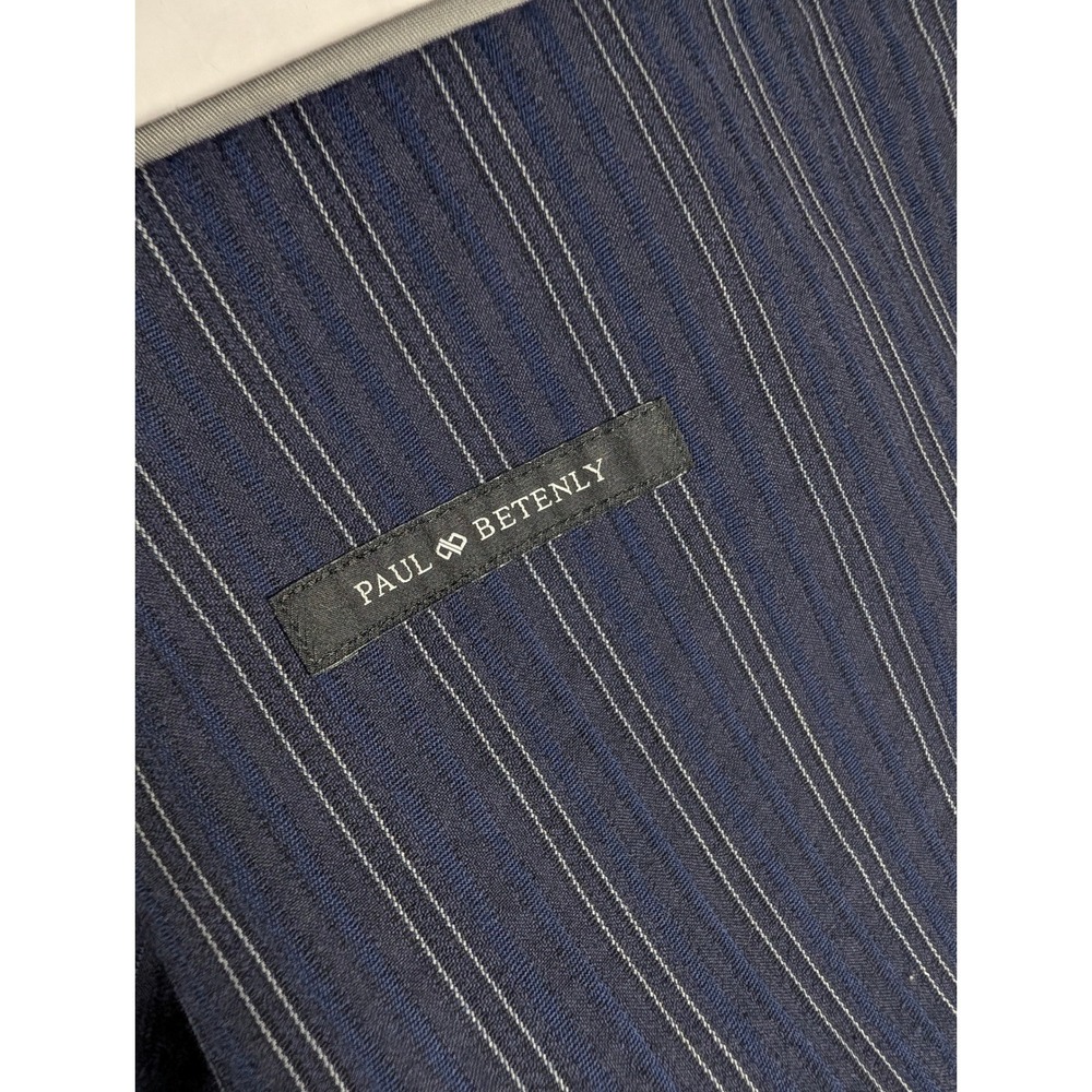 Paul Betenly Mens Navy Pinstripe Wool Cotton Blazer Sport Coat 46R Lanificio - Picture 7 of 8